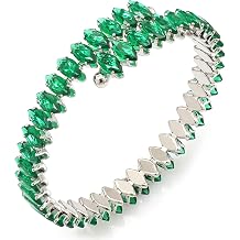 Rhinestone Cuff Bracelet Cubic Zirconia Tennis Bracelets Open Adjustable Elastic Bangle for Women
