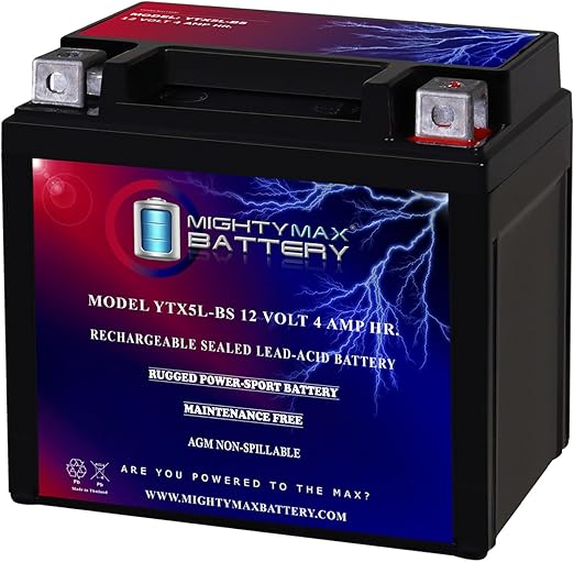 Mighty Max Battery YTX5L-BS Replacement for Kawasaki KFX90 KFX50 KFX80 ATV Battery