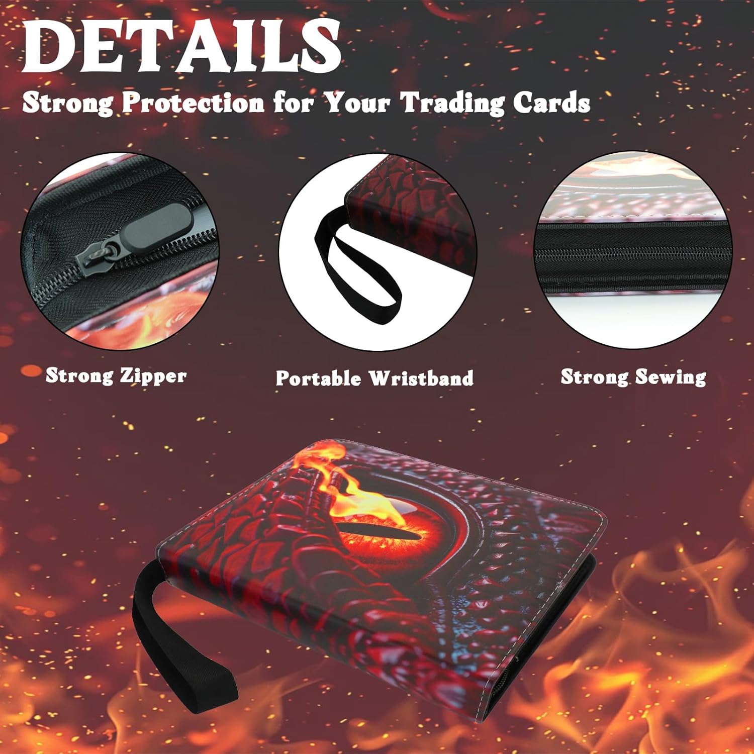 Dragon Eye Card Binder 4-Pocket Card Holder Album 400 Pocket, 3D Dragon Trading Gamecards Holder Zipper Case Collector Album for Game Sports Collector Gift