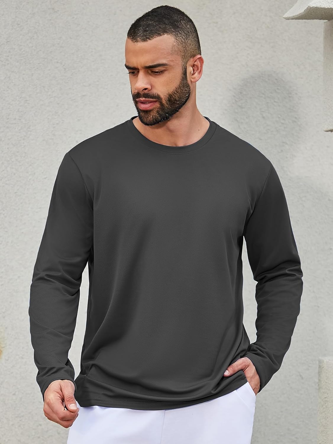 Yasumond UPF50+ T-Shirts Pack Breathable Quick Dry Athletic Classic Long Sleeve Crew Neck Sun Protection Tee Shirt for Men - Image 3