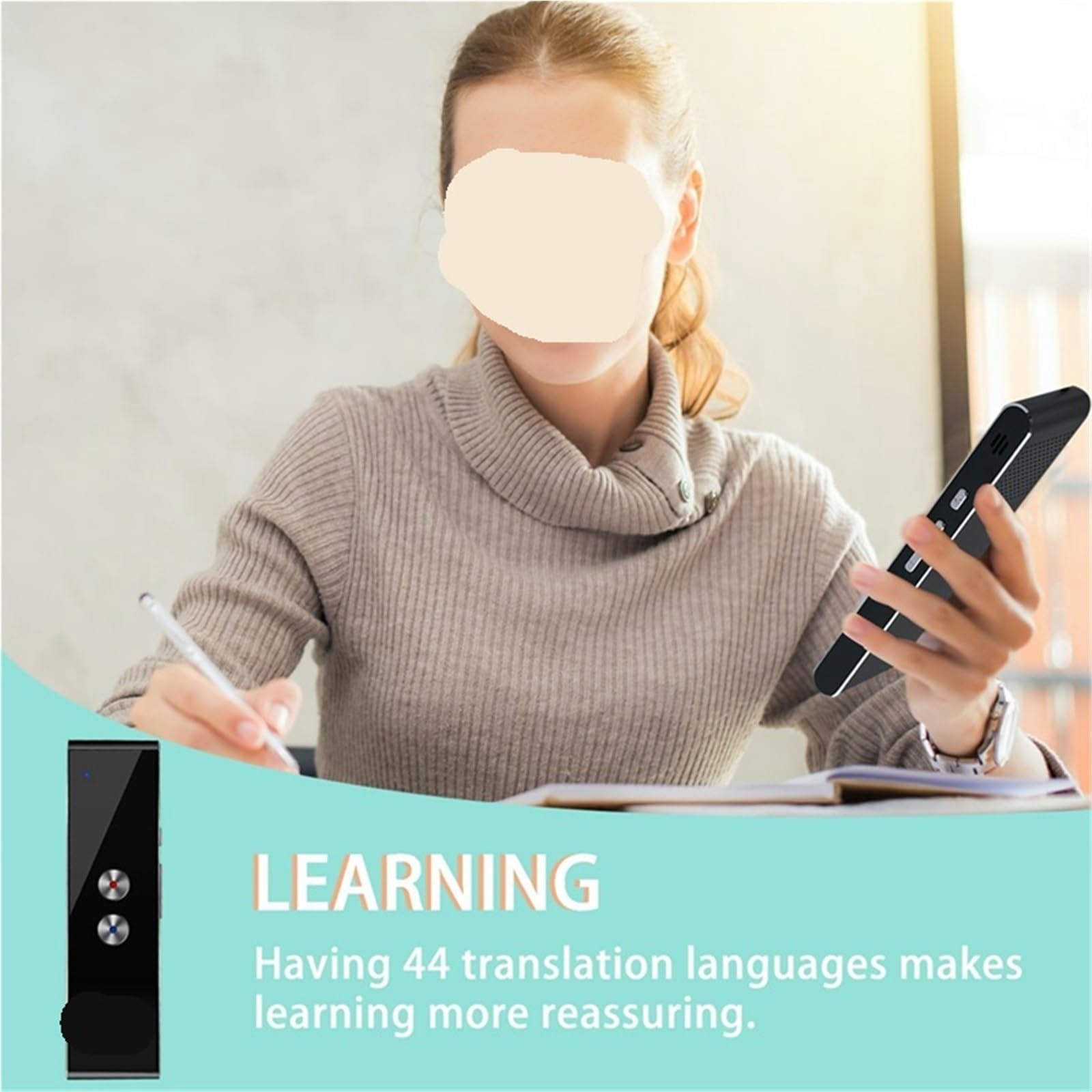 Tłumacz głosowy Urządzenie Do Tłumaczeń, Inteligentny Tłumacz Głosowy, Tłumaczenie Zdjęć, Bluetooth, Obsługa 44 Języków, Podróże Zagraniczne
