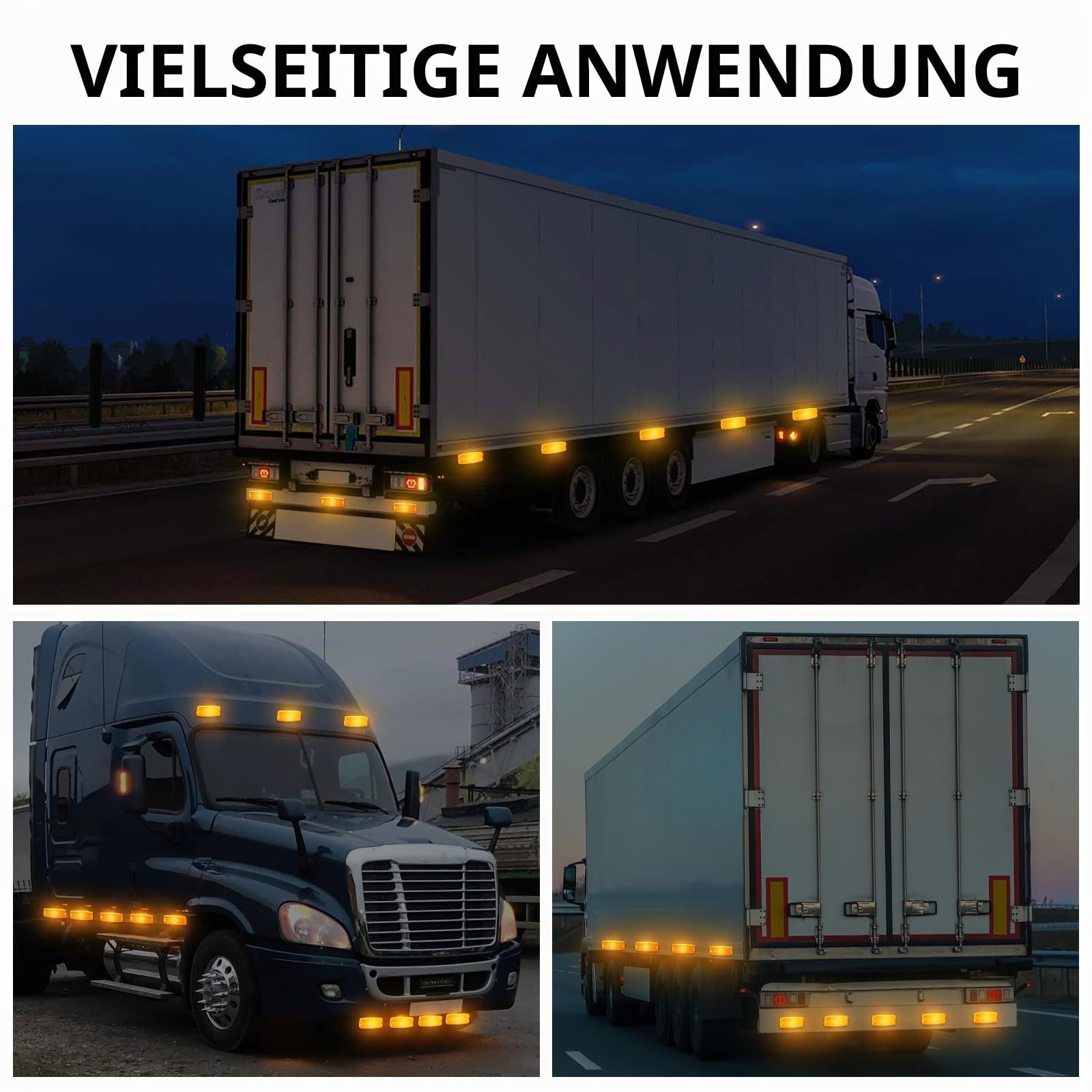AOHEWEI 4 x Gelb LED Seitenmarkierungsleuchten Lkw Markierungsleuchten Pkw Anzeige Positionsleuchte Lampe Vorderseite mit Reflektor für Anhänger Van Wohnwagen 10~30V ECE-genehmigt