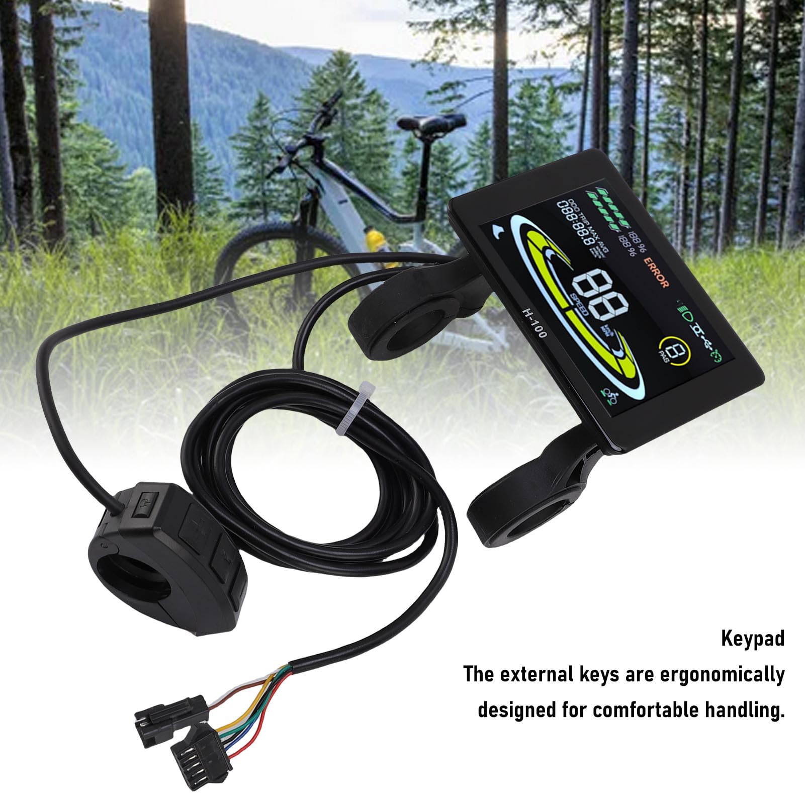 H-100 Electric Bike LCD Display Metter, 24V 36V 48V Electric Scooter LCD Panneau Commande avec Connecteur SM, Ordinateur de Cyclisme pour Compteur Vitesse pour Modification