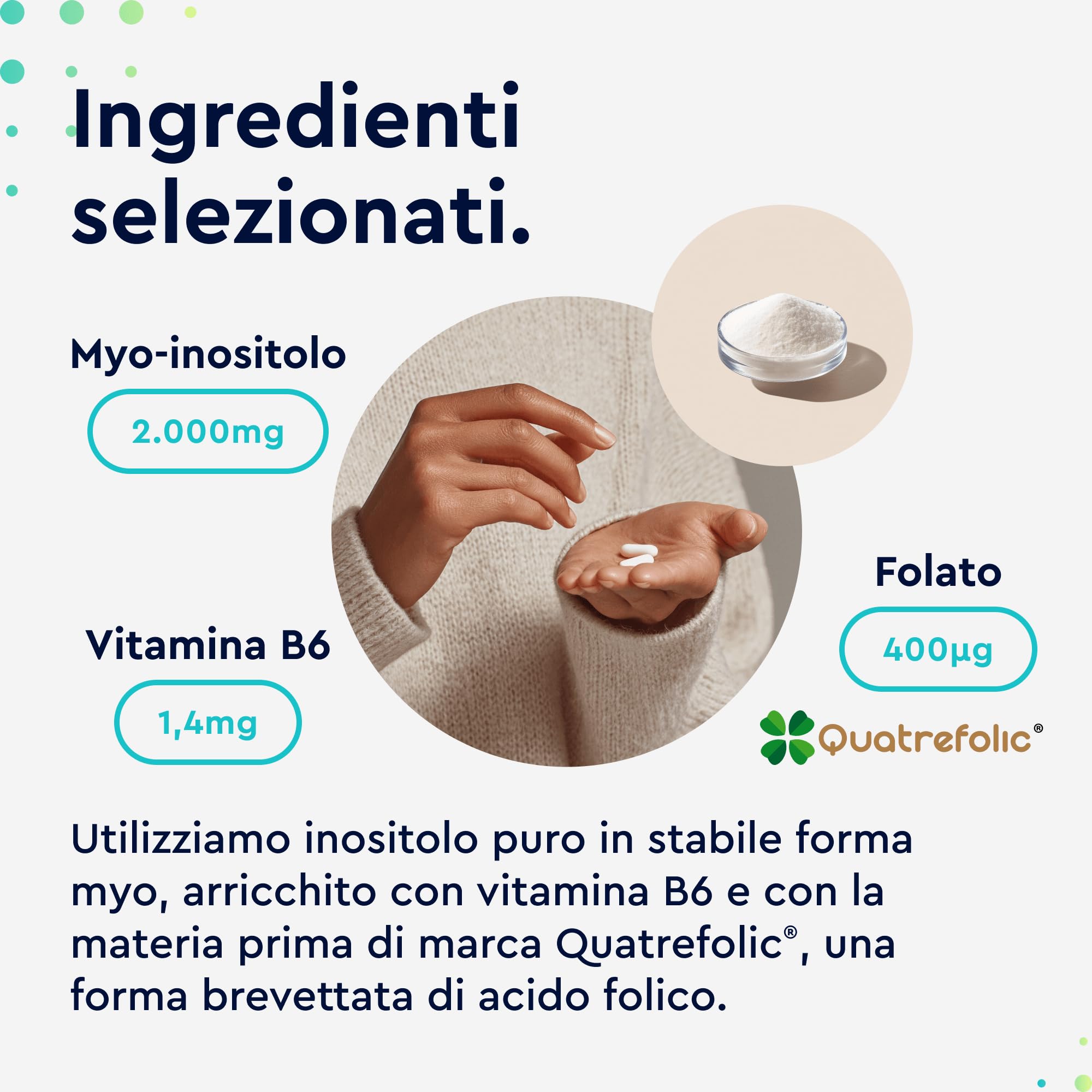 Inositolo Integratore, con Acido Folico Quatrefolic®, Vitamina B6, 2000mg di Inositolo per Dose, Integratore per il Benessere Femminile, 200 Capsule, Senza Additivi