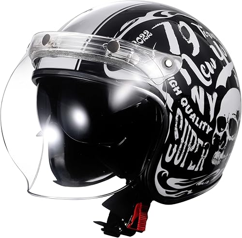 Kyapra - Casco abierto con protector solar, visera de burbujas y ala sin instalación y extracción, casco de piloto Jet con aprobado por DOT