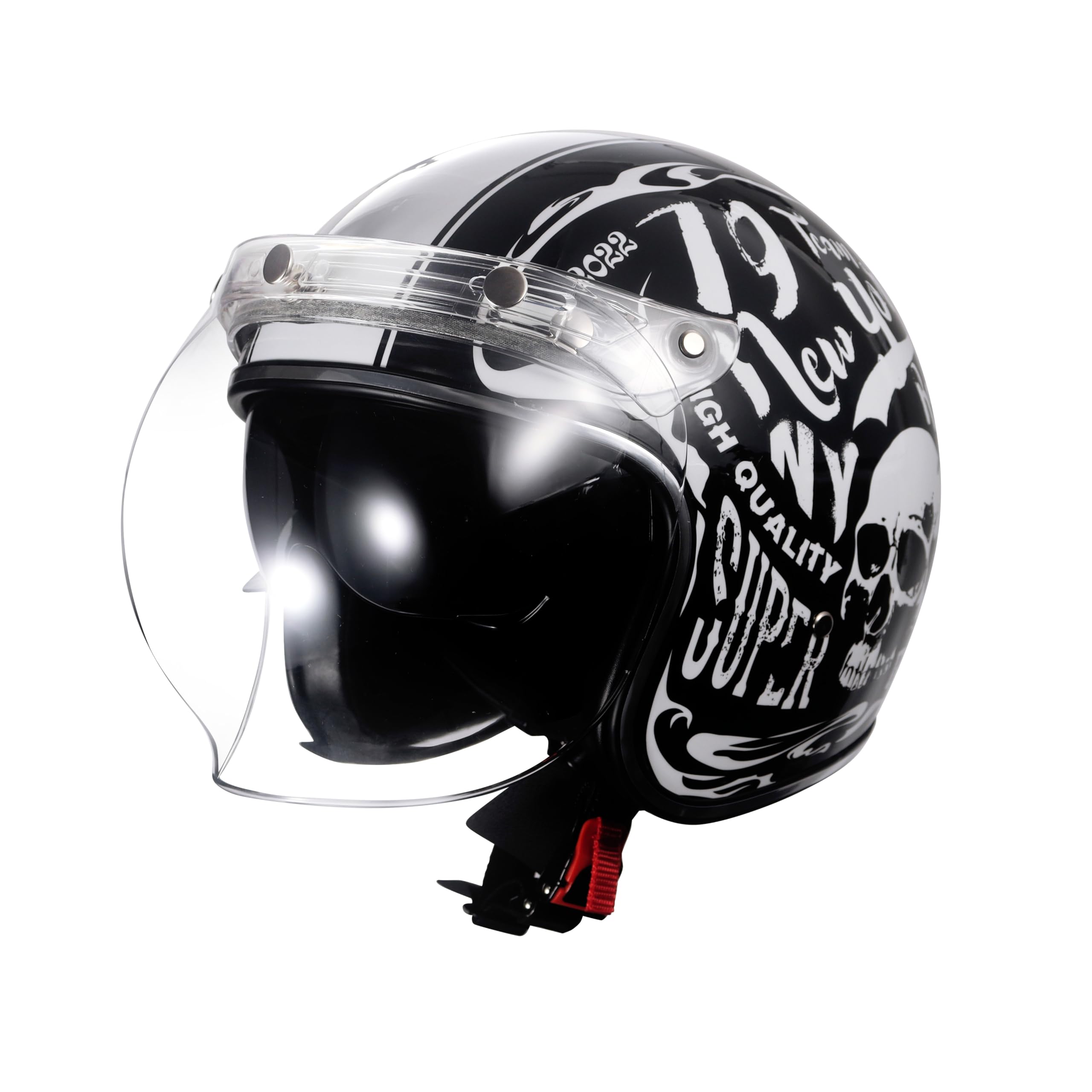 Kyapra Open Face Helmet with Sun Shield，Bubble Visor& Brim Free Installation and Removal Jet Pilot Helmet with DOT Approved