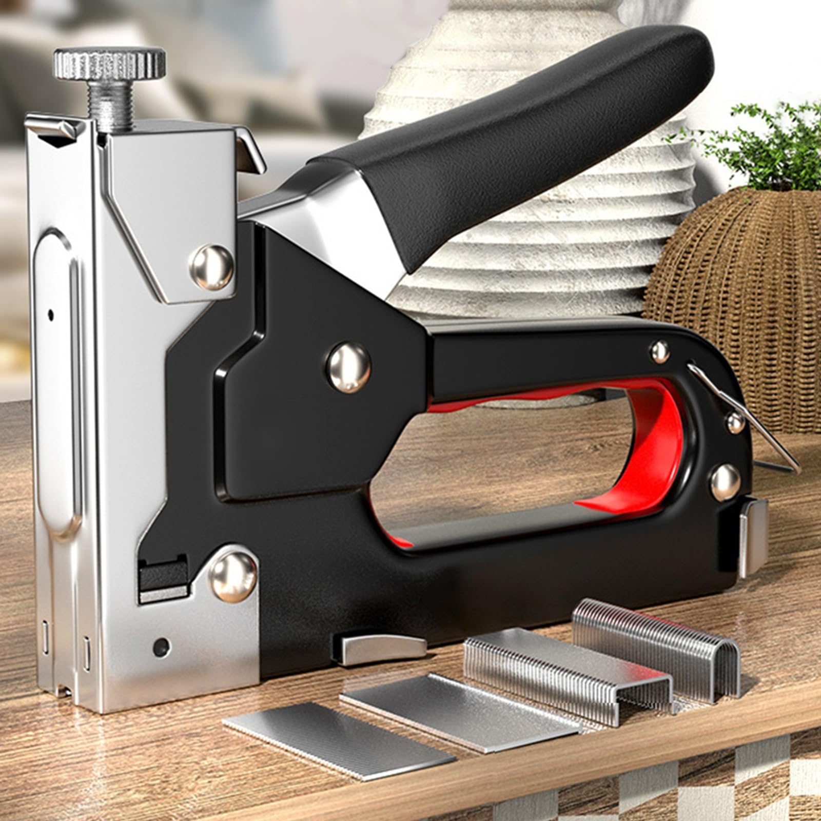 Pistola sparapunti pneumatica senza olio Chiodatrice manuale for tappezzeria, multifunzione 4 in 1, chiodatrice portatile, chiodatrice portatile veloce, strumento for la lavorazione del legno
