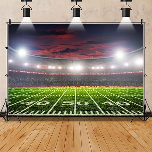 Miniatura 2 de DORCEV Telón de fondo de campo de fútbol americano de 7 x 5 pies para fotografía, campo de fútbol americano, competencia deportiva, decoración de