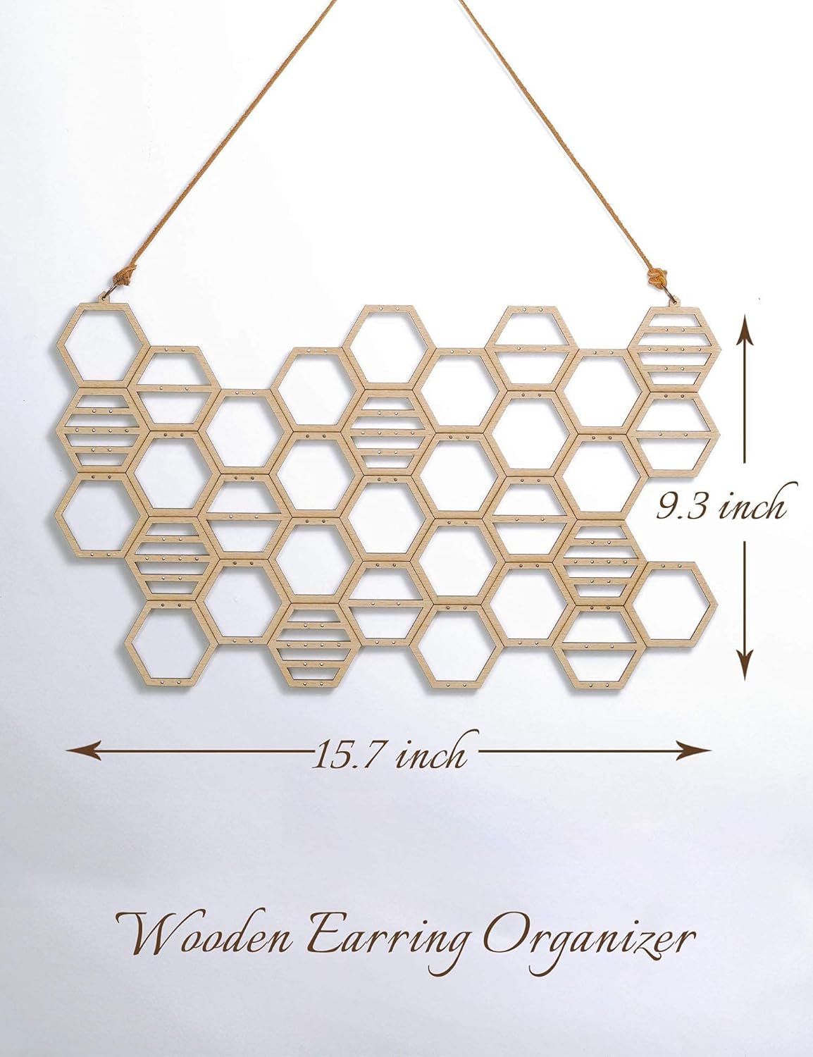 Heesch Earring Holder Honeycomb Earring Organizer Beehive Earring Display Wood Jewelry Organizer for Stud Earrings