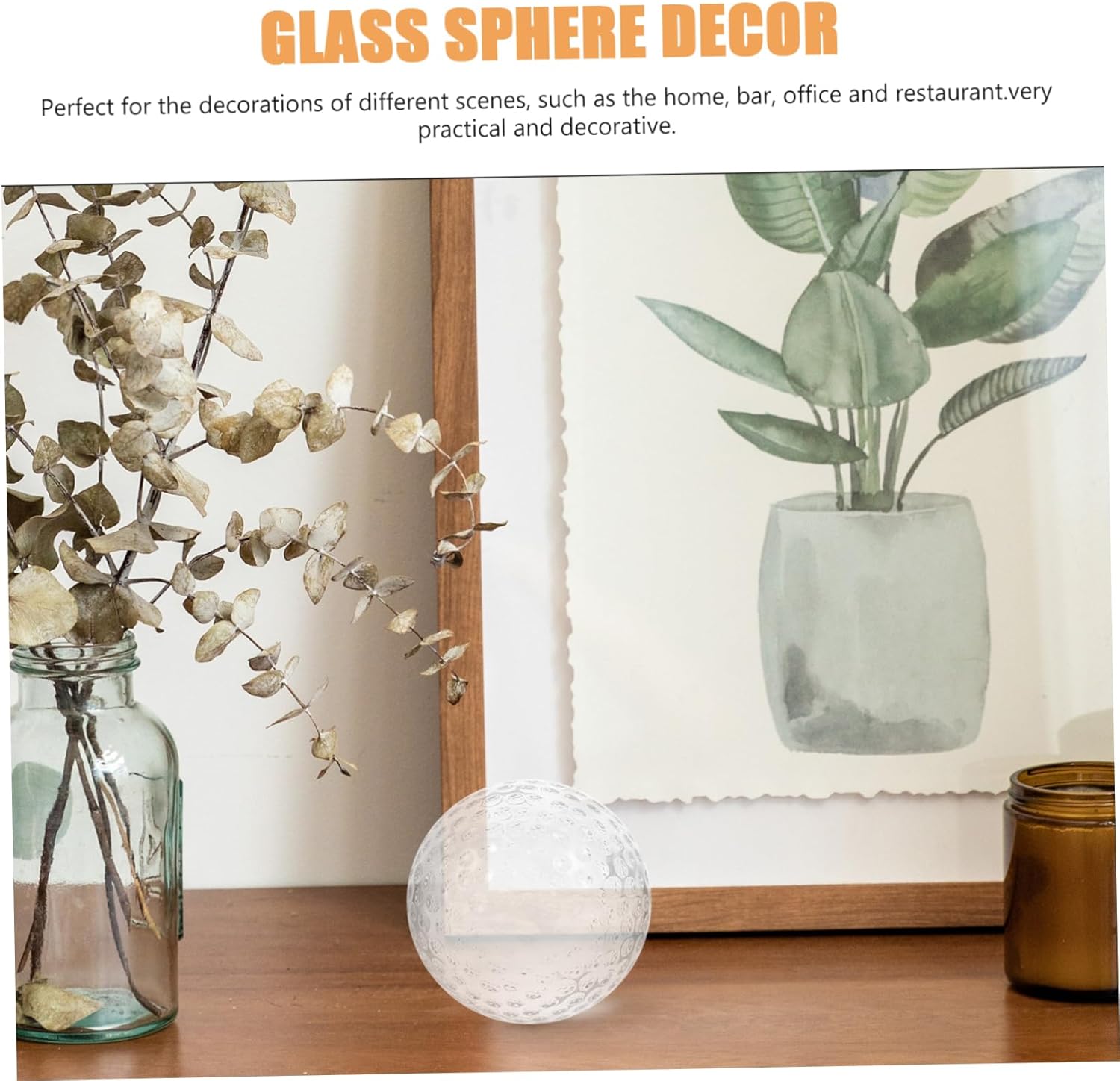 BESTYASH Glass Ball Ornament Golf Ball Model for Tabletop Decor Stylish Crystal Sphere for Living Room for Family and Friends