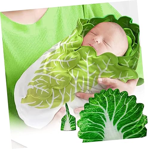 Miniatura 4 de 1 juego de mantas para bebé con hojas más suaves y creativas para dormir, accesorios para recién nacidos, sombrero para foto de fondo verde,