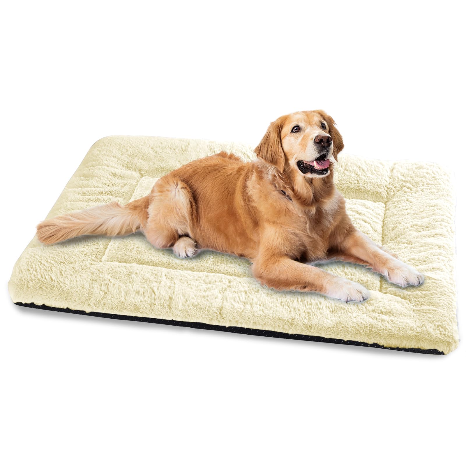 Baodan Washable Dog Bed for Large Dogs, Soft Dog Crate Mattress Mat, Fluffy Comfortable Pet Beds Pad Cushion- XXL 122x75 cm, Beige — image 1