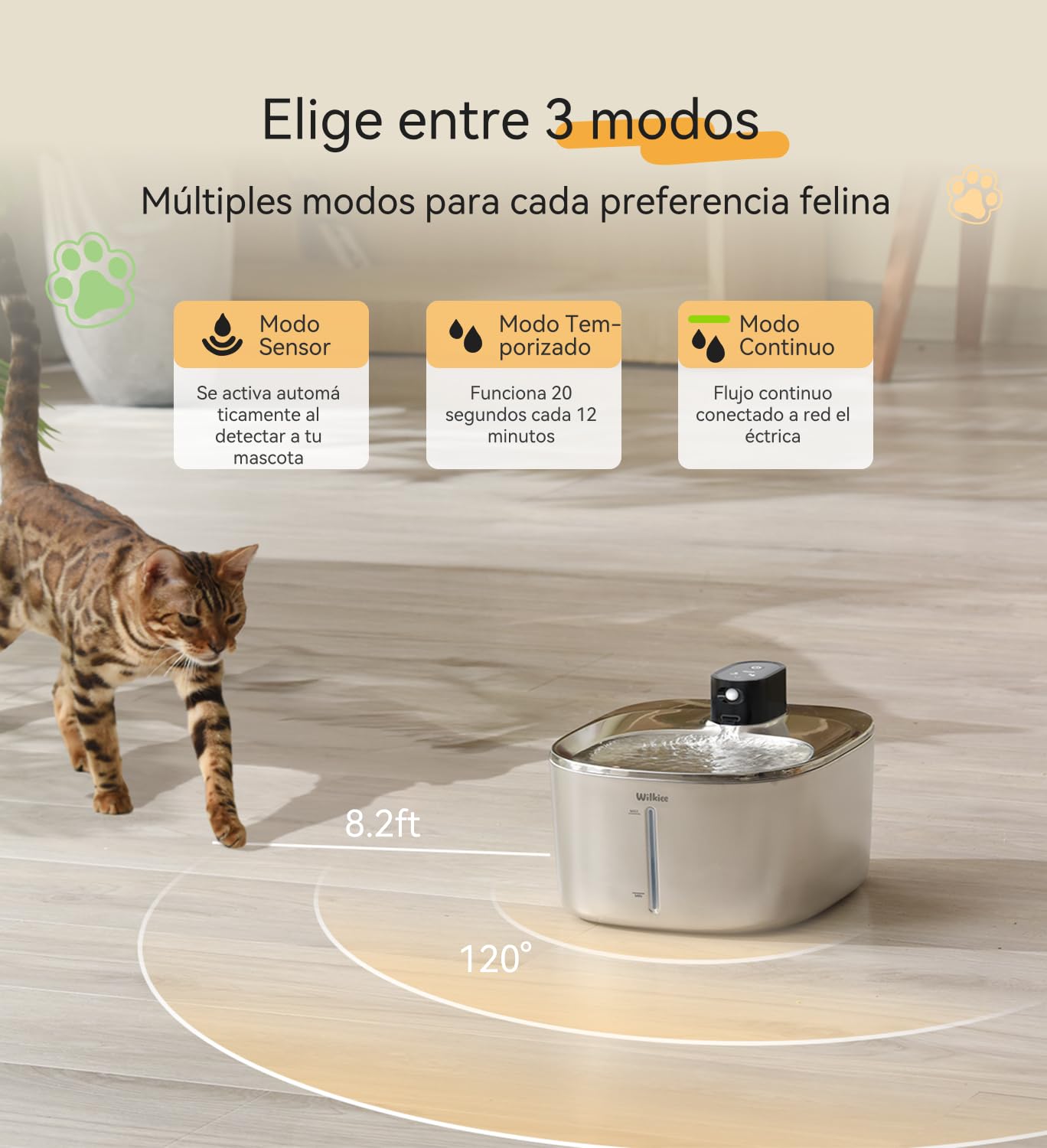 Fuente para gatos de acero inoxidable, inalámbrica, 4,1 L, 4000 mAh, negro, sin adaptador | 4000 mAh, 3 modos (sensor/tiempo/duración), silencioso, filtro, para gatos y perros pequeños, con 1 filtro de repuesto