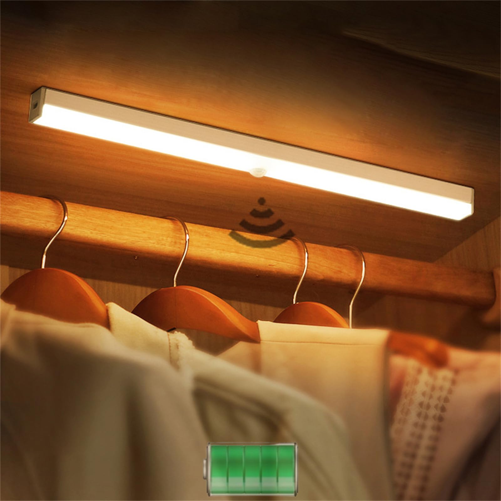 Aplique de Pared para Interiores con Sensor de Movimiento, Luces Recargables para Debajo de gabinetes de Cocina, Tira Larga, para armarios, armarios, cocinas, escaleras, pasillos (luz Blanca, 50 cm)