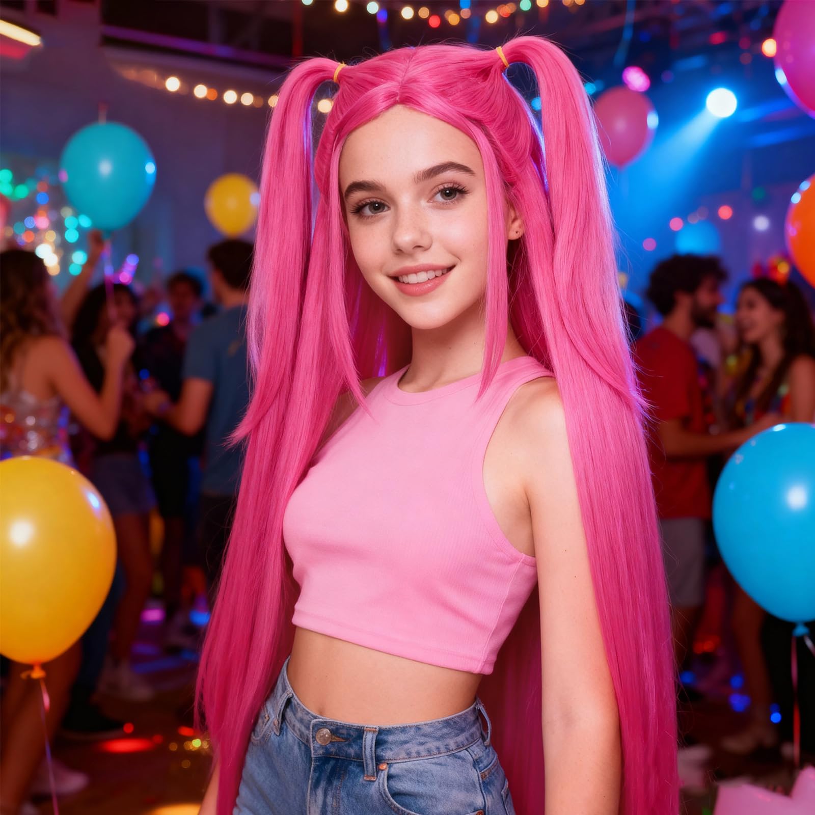 Perruque Miira Huntters, Miira Perruque Pour Les Fans, Cheveux Longs Droits Wig, pour Halloween et Carnaval (B)
