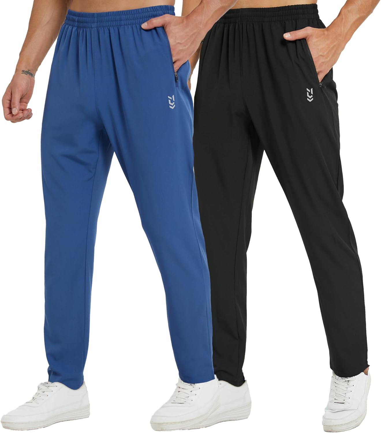 frueo 2 Pack Men's Sweatpants with Zipper Pockets Jogging