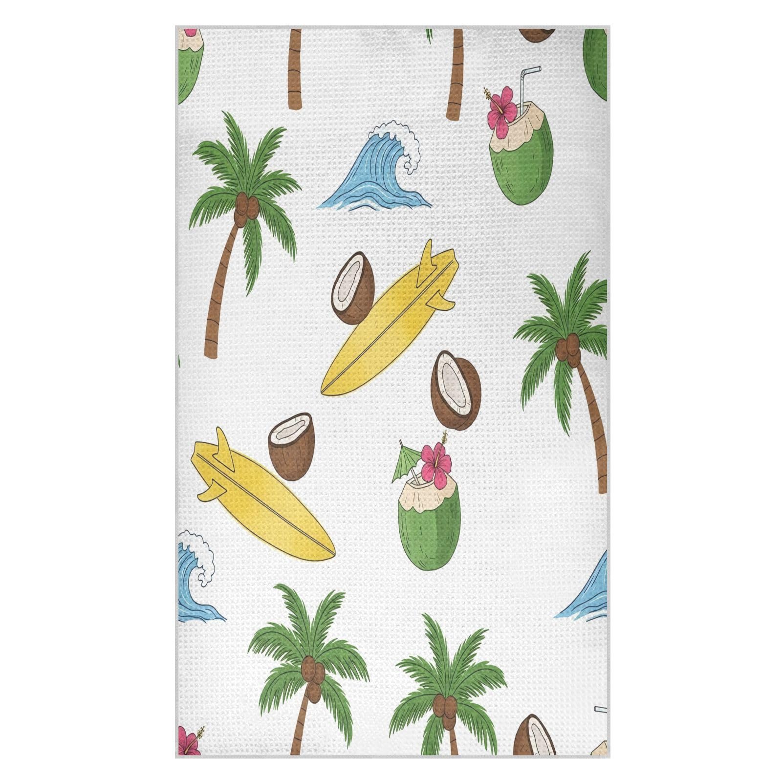 BURSTDDY Tropical Coconut Kitchen Towels,Absorbent Dish Towels 2 Pack