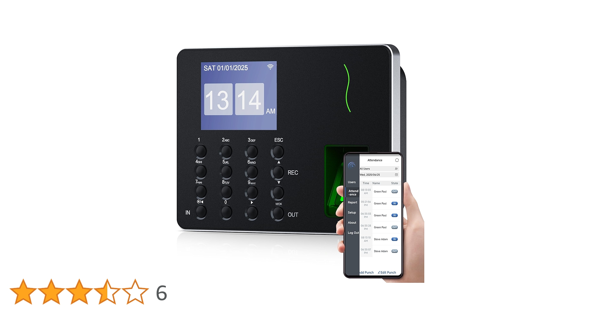 Amazon.co.jp: NGTeco 指紋認証 タイムレコーダー 不正打刻防止 2.4G