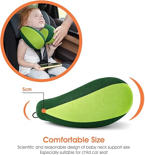 Miniatura 3 de INFANZIA Almohada de viaje infantil para el cuello con soporte para el mentón, sujeta cómodamente la cabeza, el cuello y el mentón, evita que la
