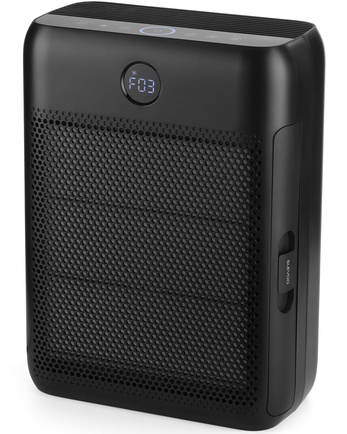 Slevoo Purificatore d'Aria, CADR 300 m³/h, fino a 140 ㎡, 22 dB, Filtro HEPA contro 99,97% di Allergie, Polline, Peli di Animali e Odori, con filtro a carboni attivi per, Nero