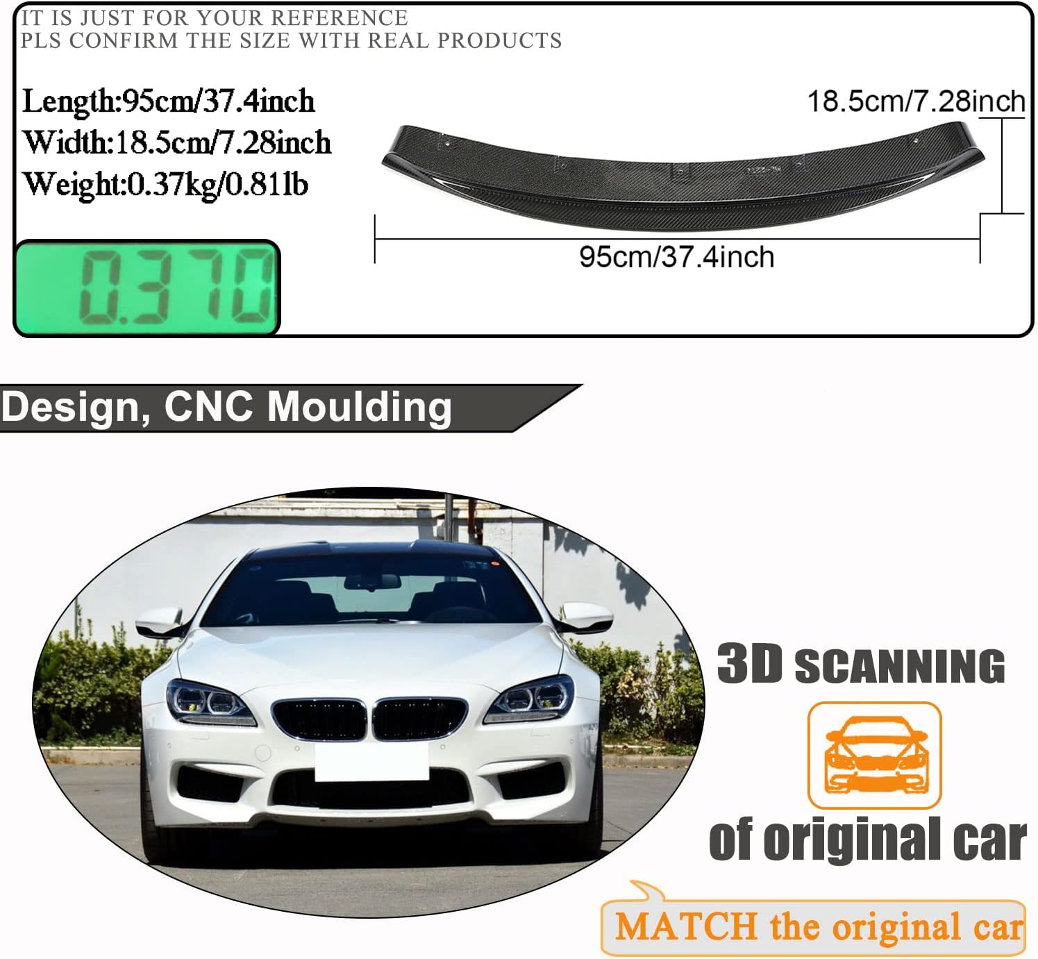 Carbon Fiber Front Bumper Lip for BMW 6 Series F06 Gran Coupe/F12 Convertible/F13 Coupe M6 2013-2018 Front Chin Spoiler Splitter Protector