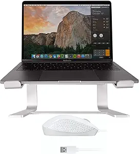 Macally Wired Mouse and an Ergonomic Laptop Stand, Relieve Pressure Off Your Body