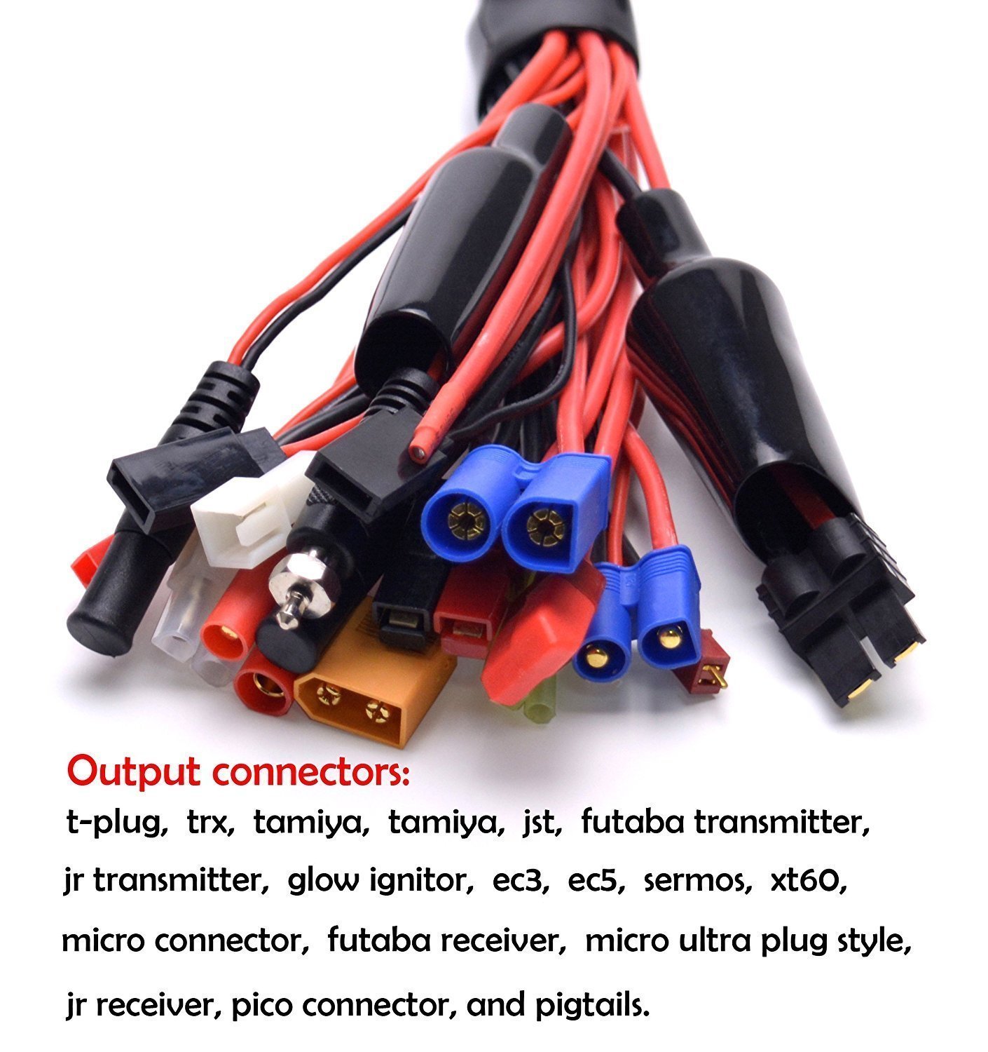 YUNIQUE Cable Adaptador Cargador RC 14 En 1 – Conectores JST, Deans, EC3 Y Más, Compatible Con DJI Tello, Drones Y Modelismo, Rojo
