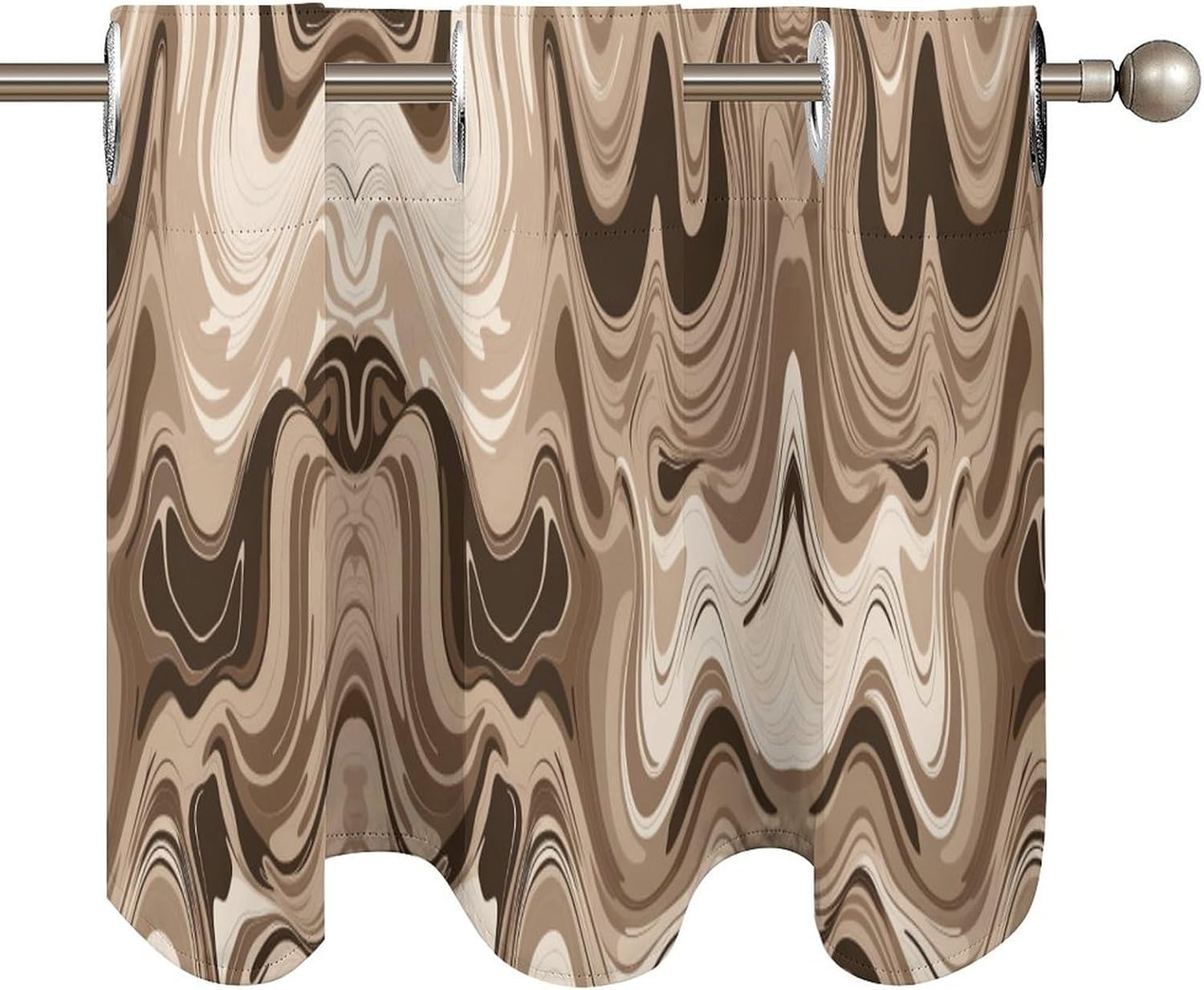 Small Window Curtains, Taupe and White Printed Mini Window Curtains Valance, Pocket Window Curtains are Suitable for Homes, Offices, Farmhouses, and Restaurants