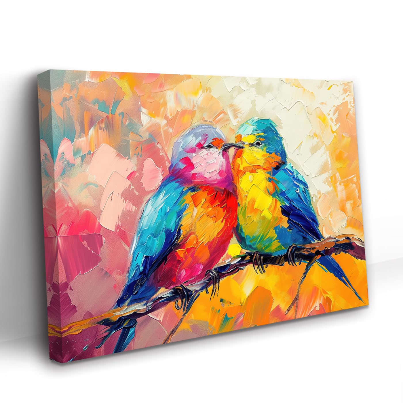 PBXBJY Abstract Bird Canvas Wall Art Animal Pictures Wall Decor Colorful Birds Painting Print Modern Artwork Bedroom Decor Frame (12.00" x 18.00")