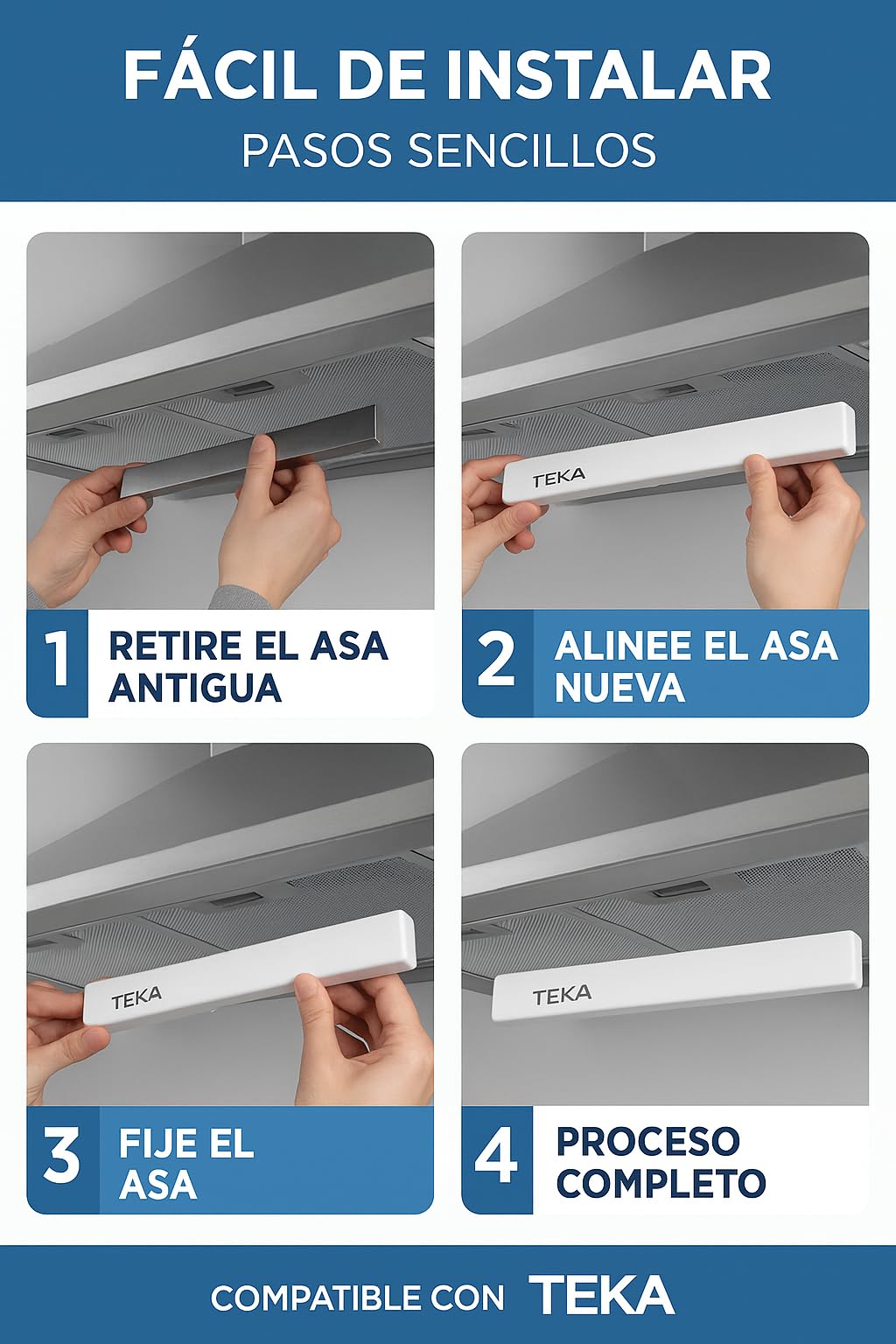 RECAMBIOS DREYMA Frontal Campana Extractora Compatible con Teka CNL 2000 CNL 1000 Blanco 45x600 mm Repuesto Original Sustitución Directa Ref. 61801188 Ajuste Milimétrico Pieza Técnica