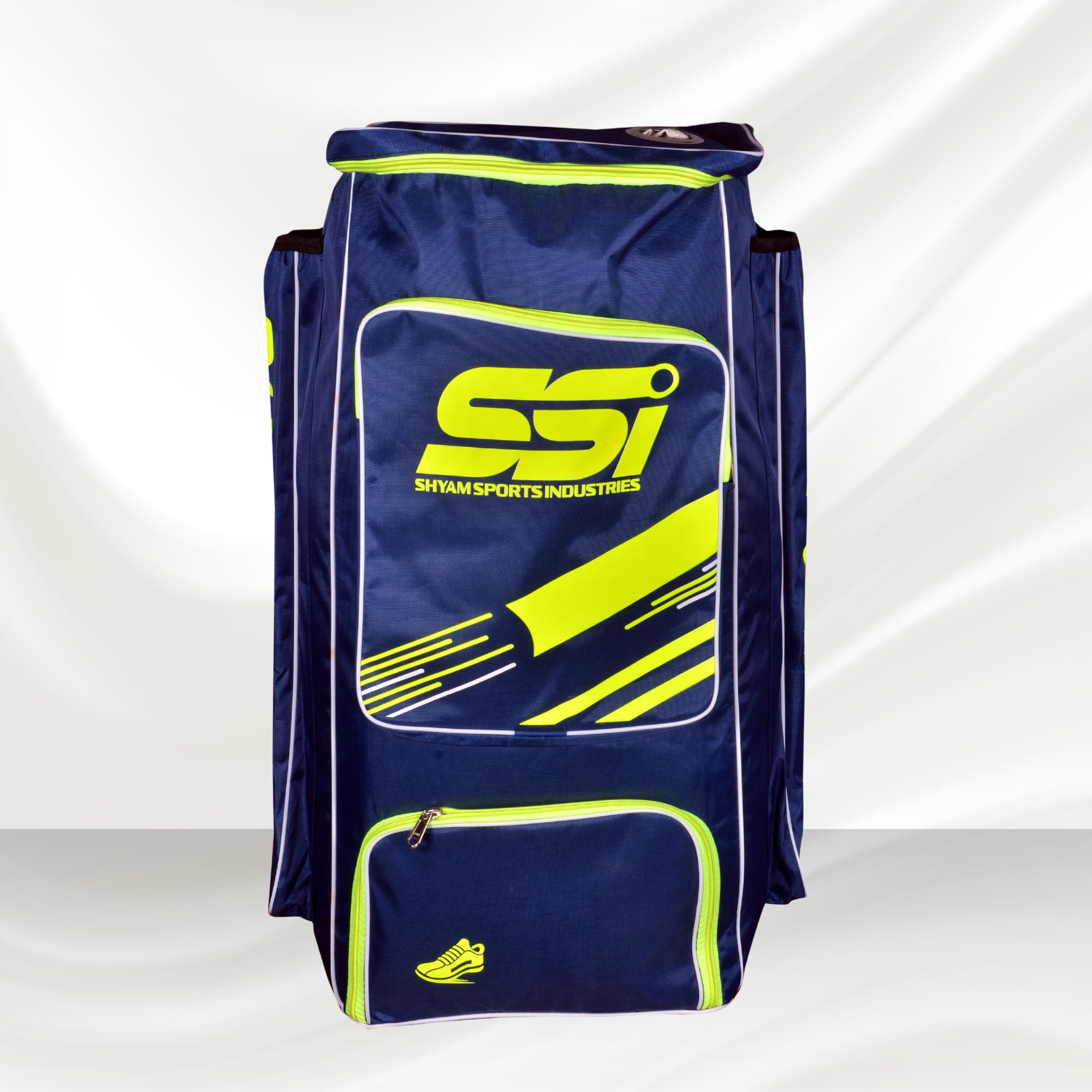 SSI DufflePro Cricket Kit Bag | Duffle Style Large Capacity Cricket Equipment Bag | Lightweight Matty Fabric Sports Gear Bag for Men & Boys (Navy Blue & Neon Green)-image-38