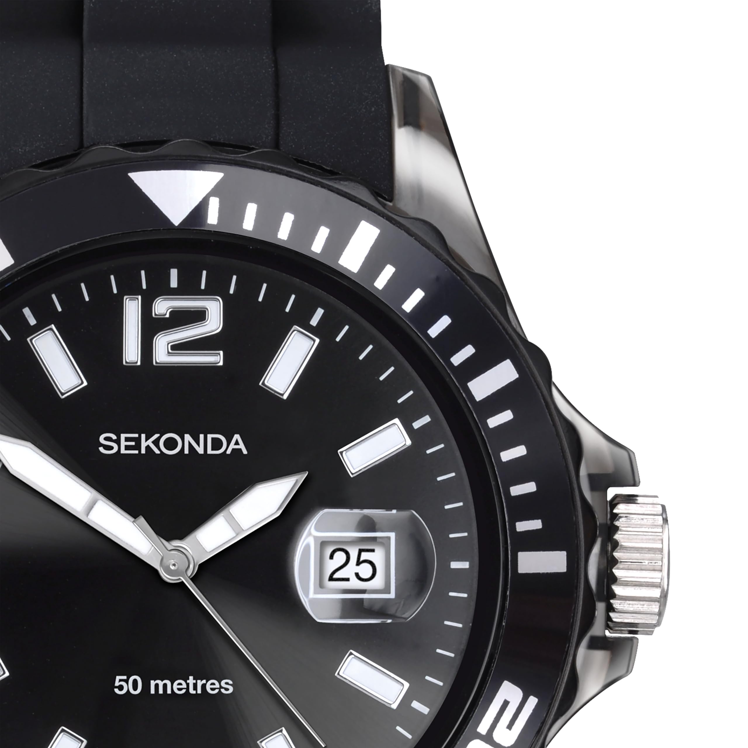 Sekonda Herren-Armbanduhr mit schwarzem Zifferblatt, Analog-Anzeige und schwarzem Armband
