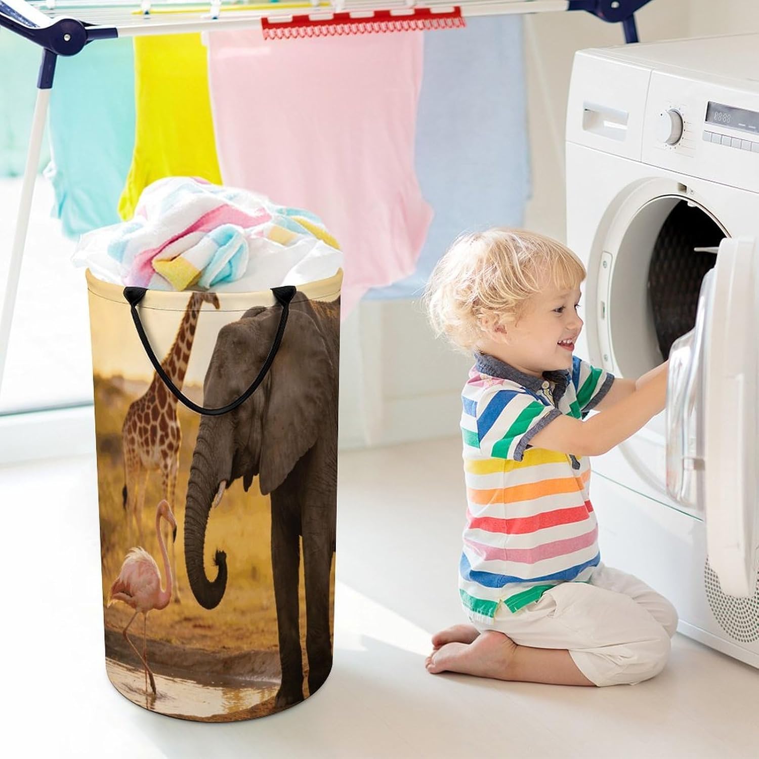 Golden Waterfront Laundry Hamper 86L Waterproof Collapsible Clothes Basket with Double Handles Freestanding Foldable Laundry Basket Large Clothes Hamper for Bathroom