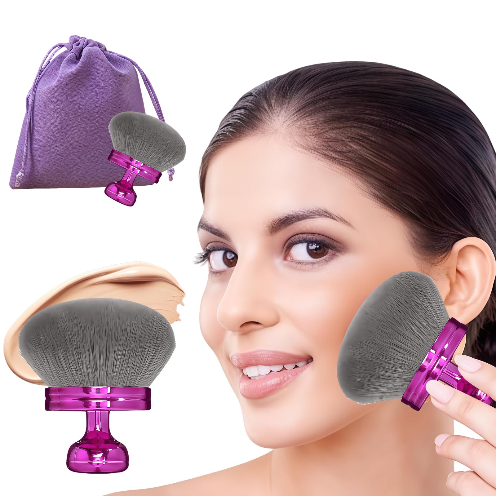 Extra Large Pennello Make-up Corpo per Autoabbronzante, Fondotinta Gambe & Bronzer – Applicatore per Autoabbronzante, Pennello grande con testa rotonda larga, incluso borsa con coulisse