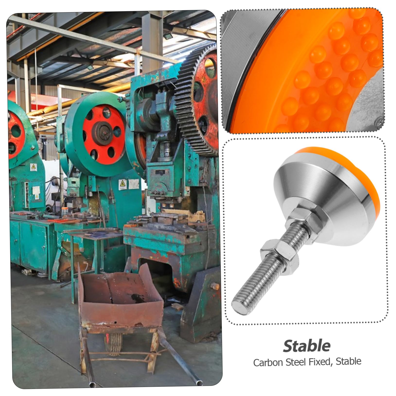 4 Stück Verstellbare Nivellierschrauben aus Kohlenstoffstahl mit Rutschfester Gummibasis Antivibrations Maschinen und Möbelfüße für Werkbänke und Fräsmaschinen