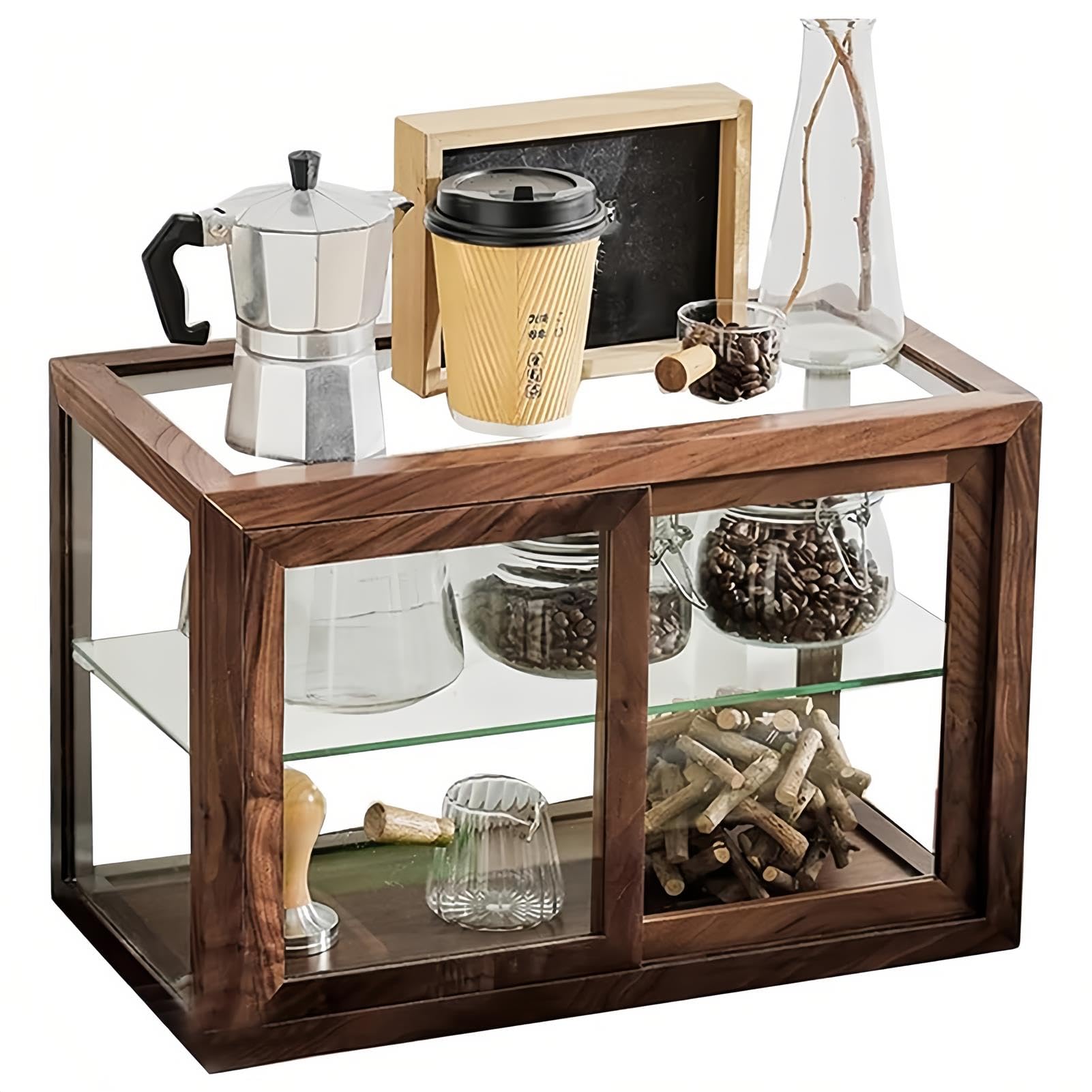 Despensa De Doble Capa, Vitrina De Madera para Objetos De ColeccióN, Vitrina De Mostrador para PanaderíA, Cafetera/Vinoteca, para Sala/Comedor