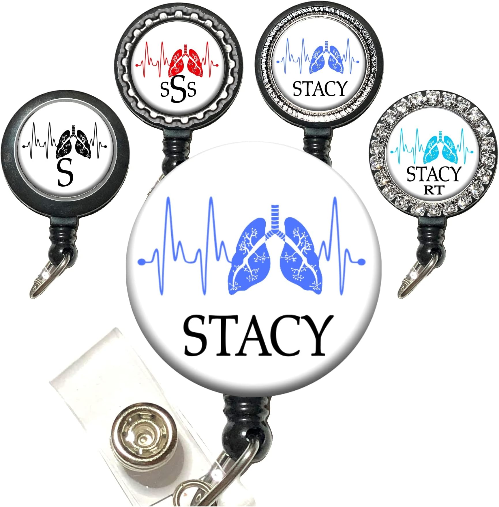 Personalized Respiratory Therapy Lungs Badge Reel - 6 Color Choices | Therapist Gift | Custom Name, Monogram