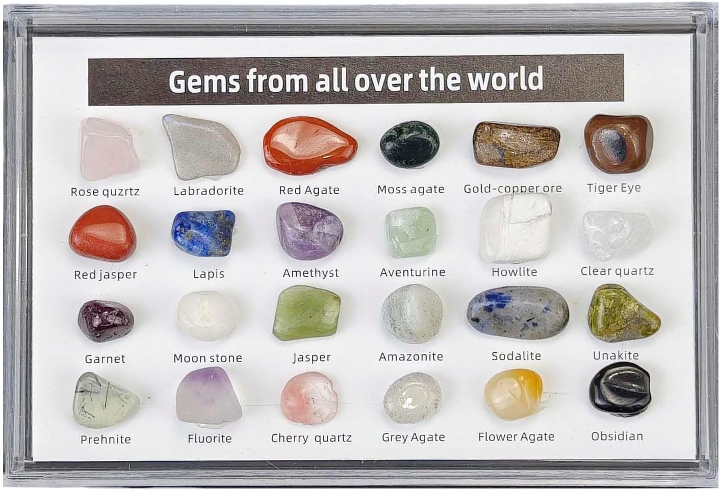 100pcs Natural Crystal Gemstone Collection - Mixed Raw Mineral Specimens Including Quartz, Amethyst, and More for Healing, Display, Decoration, and Gift Giving (Mineral specimens -24 Types)