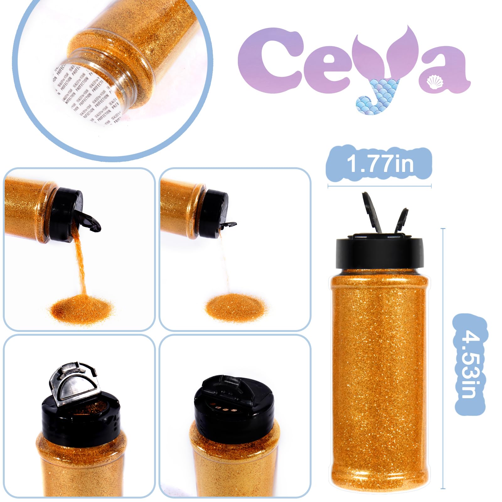 ceya 3.5oz / 100g Ultra Fine Orange Flamme Glitter Powder Glitter Powder DIY Glitter Glitter 1/128" (0.008") 0.2mm Slime Epoxidharz DIY Gläser Schmuck Nagelkunst F