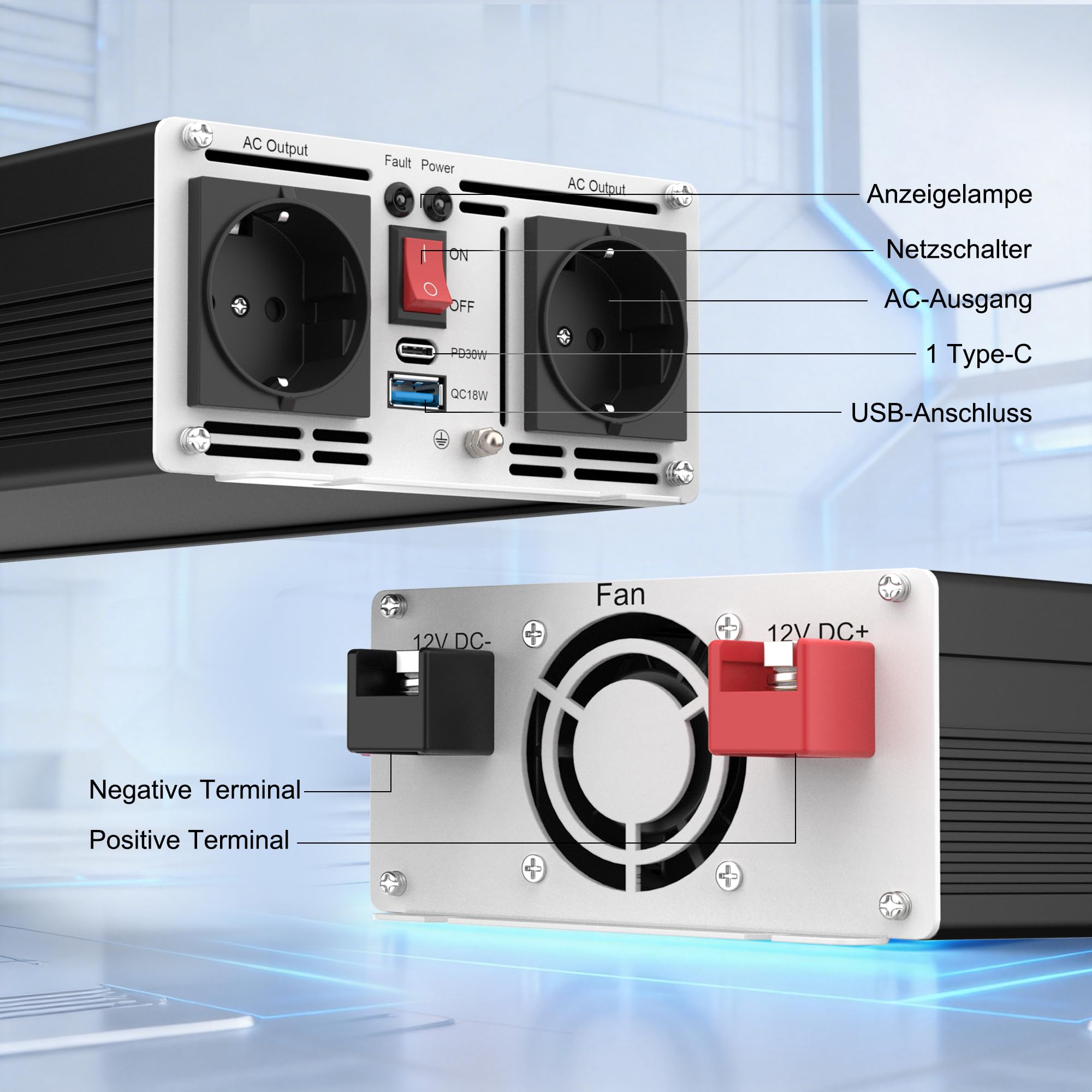 Inversor de 1500 W con onda sinusoidal modificada