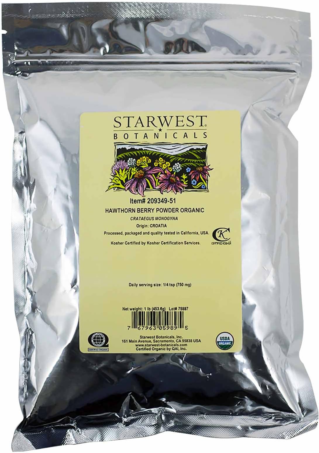 Amazon.com : STARWEST BOTANICALS Organic Hawthorn Berry Powder, 16 oz ...
