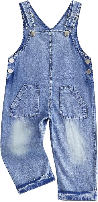 Toddler Baby Boy Girl Denim Jean Bib Overalls Suspender Pants Spring Fall Outfits