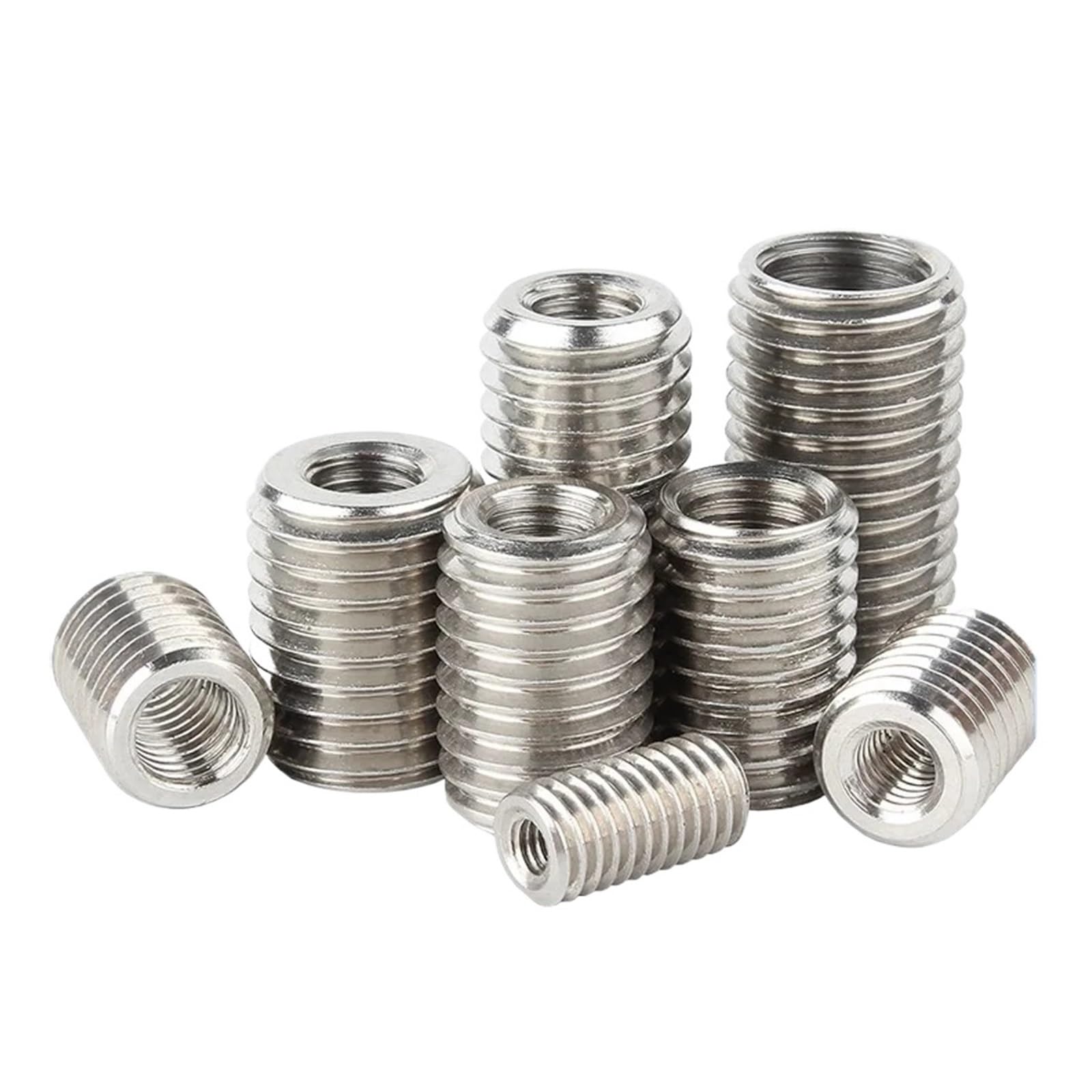 2-5 szt. M2 M3 M4 M5 M6 M8 M10 M12 wewnątrz gwint zewnętrzny adapter nakrętki śrubowe wkładka tuleja konwerter nakrętka łącznik 304 stal nierdzewna(Length 25mm,M8-M16 (5pcs))