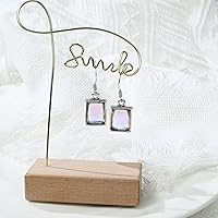 Vista 5 de Moonstone Dangle Earrings Silver Rectangle Gemstone Drop Hypoallergenic Handmade Earrings for Women Trendy Fashion