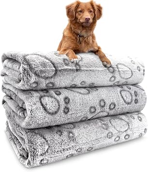 3 Pack Dog Blankets Washable - Soft Dog Blanket for Medium Dogs and Cats,Fluffy Flannel Pet Blanket Mat Cover for Bed Couch, Cute Print Puppy Blanket 41" x 31"