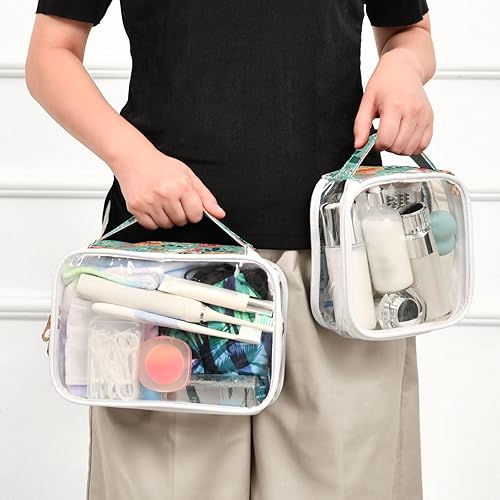 Miniatura 6 de Floral Flower Clear Toiletry Bag for Traveling,2 Pack Makeup Cosmetic Bag with Zipper,Travel Bag for Toiletries,Travel Essentials 21215278