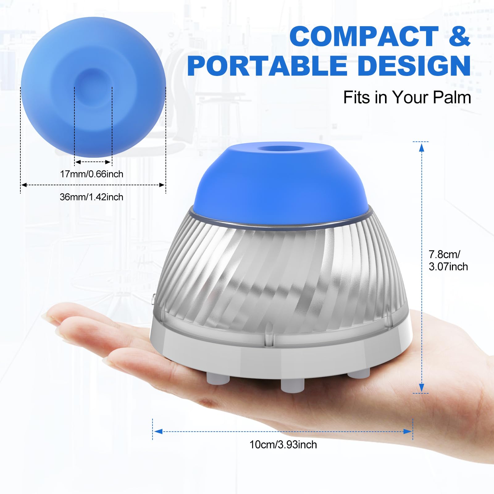 4E's USA Set di mini mixer a vortice da laboratorio e sfere in acciaio: shaker per vernice con 5000 giri/min, diametro orbitale 6 mm, piede antiscivolo e motore senza spazzole, ideale per tubi, smalti
