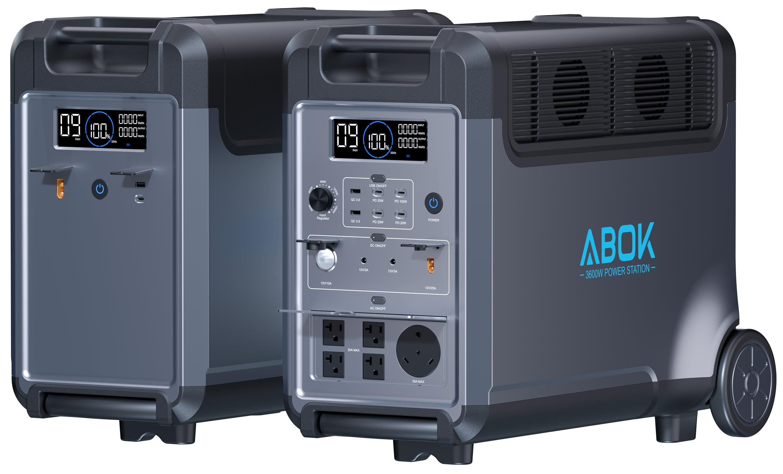 Portable Power Station with Extra Battery 3840Wh LiFePO4 Battery 3600W Electric Solar Generator for Garage Home Off-Grid Living