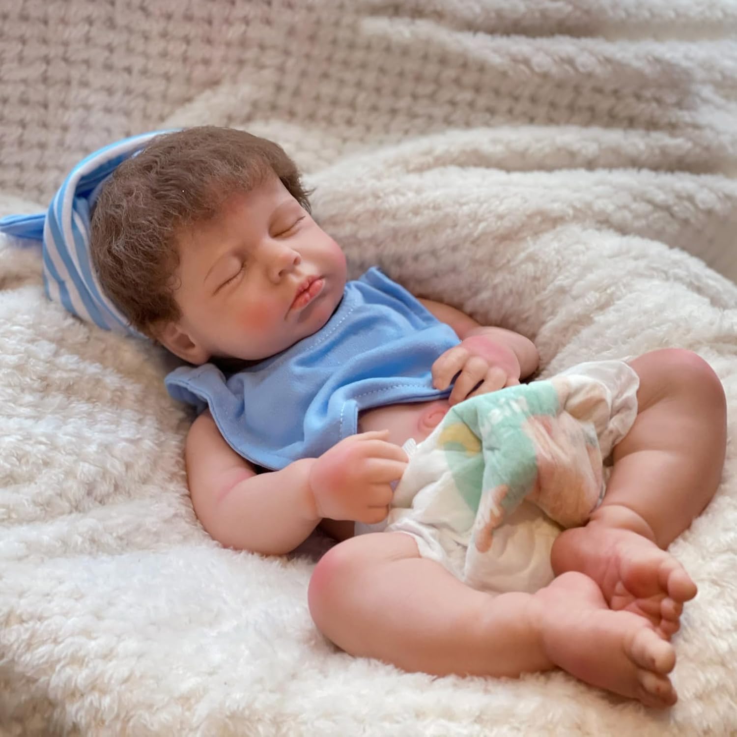 Gileutay 18 inch Full Body Silicone Baby Doll Boy Sleeping Baby with Open Mouth Realistic Weighted Reborn Dolls That Look Real Boy