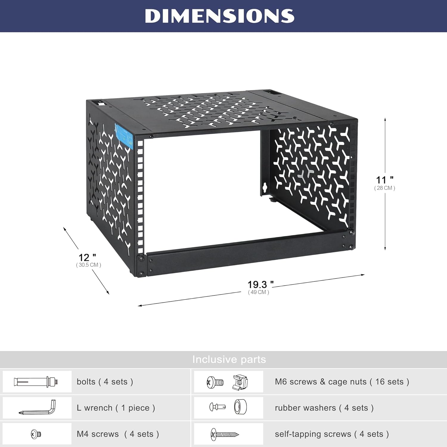 6U Wall-Mount & Desktop Server Rack, 12" Depth, Foldable with 1U Blank Panel - Open Frame for Shallow Servers/IT Gear/Switches &19" Standard Devices